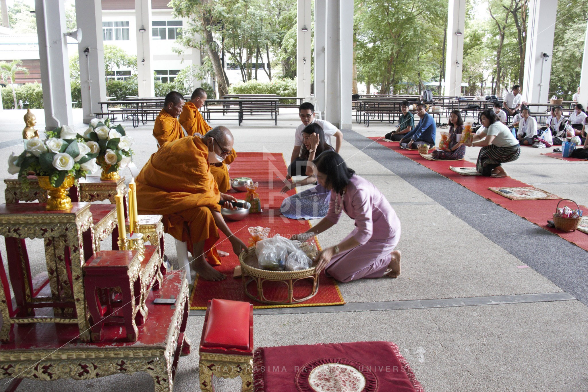 Making Merit by Offering a Meal to Monks at Nakhon Ratchasima Rajabhat University (2)